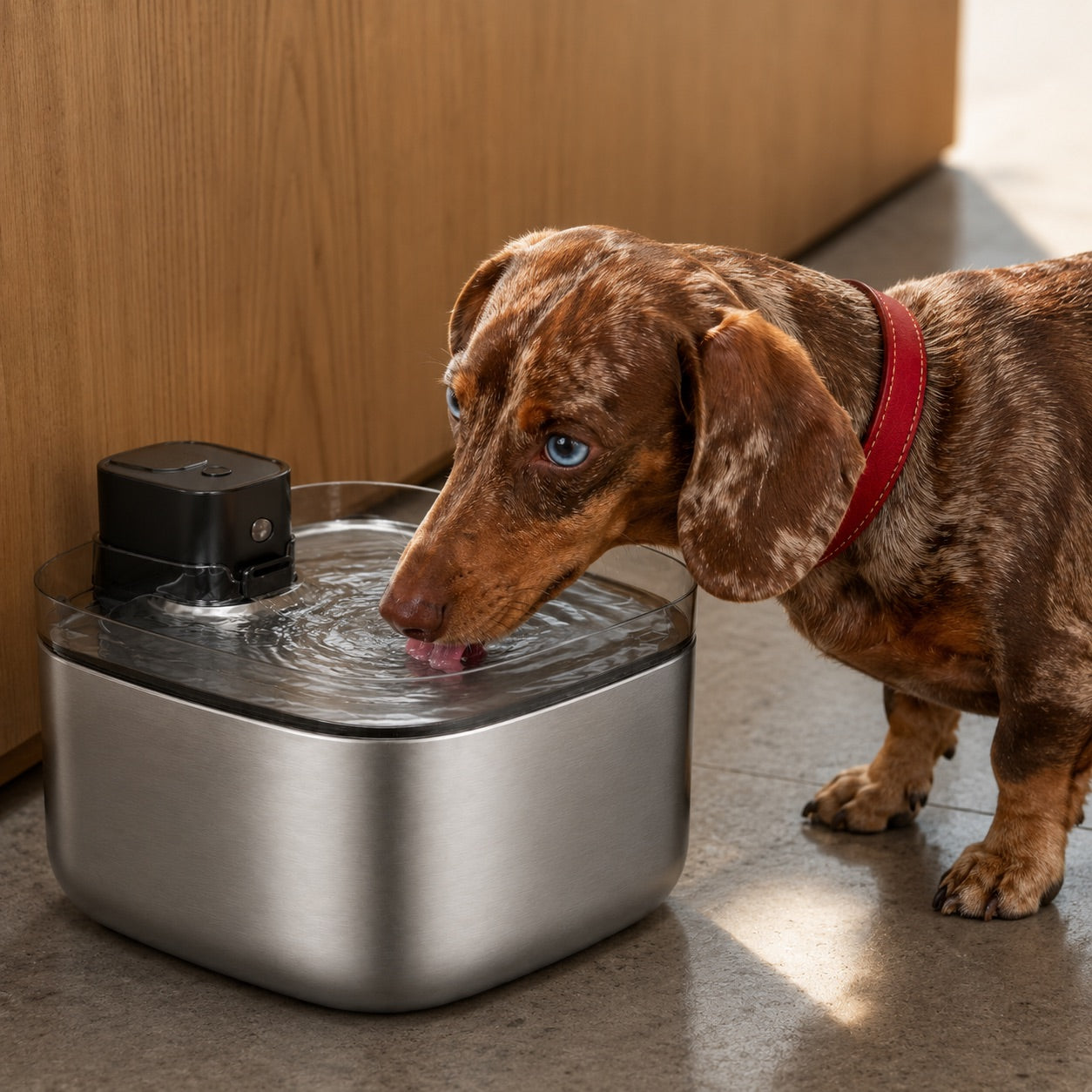 Cordless Water Fountain 5.5L/185 oz – Stainless Steel Pet Fountain with UVC Light, LCD Display & Motion Sensor