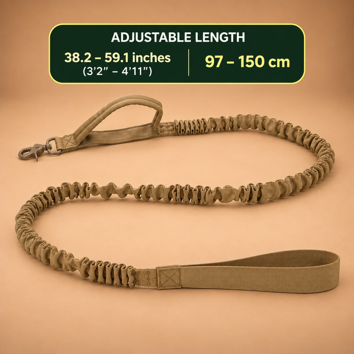 Bungee Dog Leash – Nylon Shock-Absorbing Lead with Swivel Clip & Two Handles