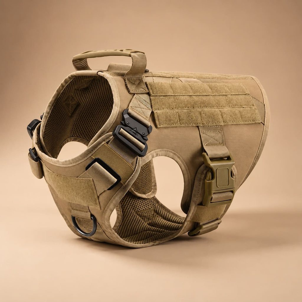 Tactical No Pull Dog Harness with Handle, Front & Back Clip, Metal Buckles, Reflective