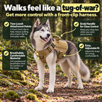 Tactical No Pull Dog Harness with Handle, Front & Back Clip, Metal Buckles, Reflective