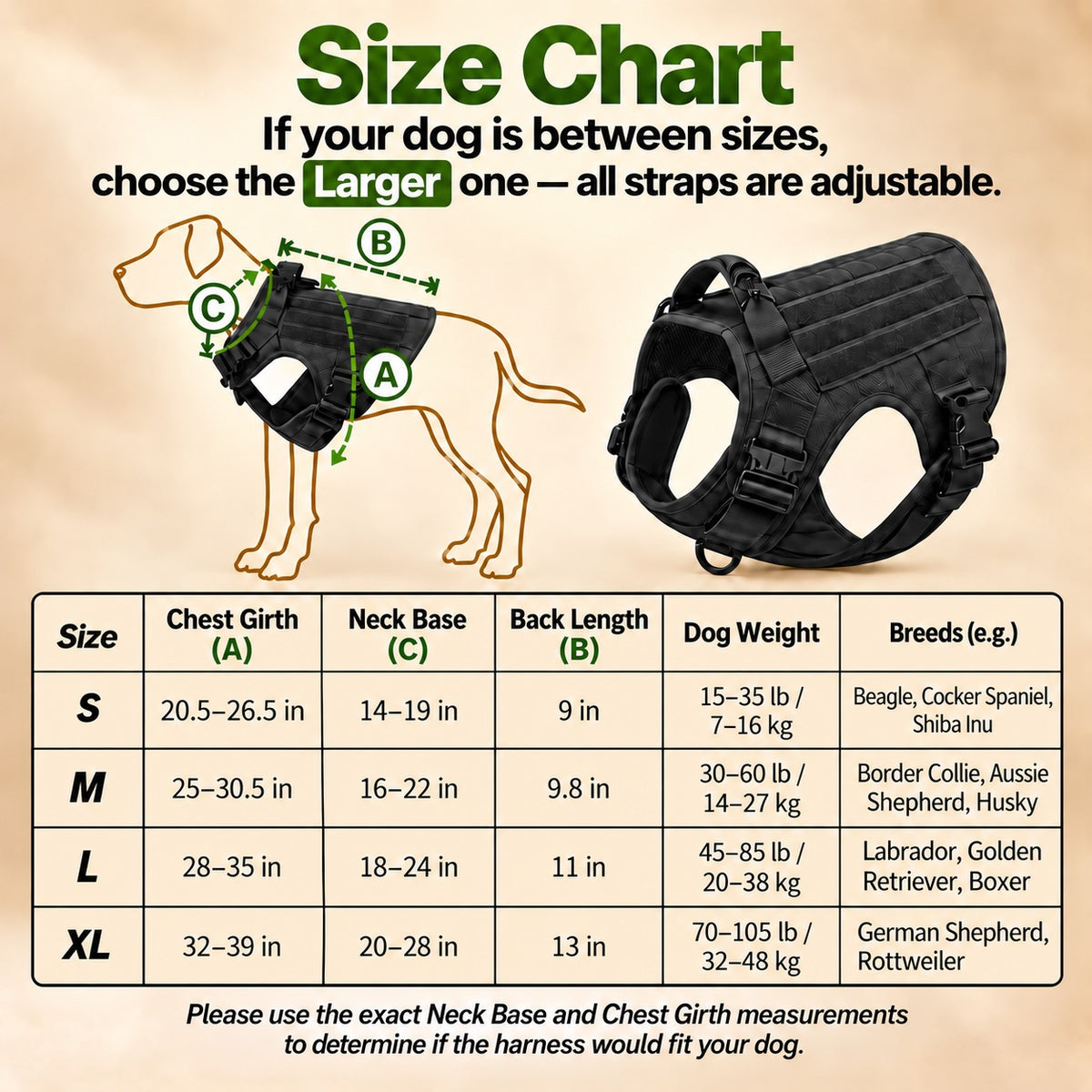 Tactical No Pull Dog Harness with Handle, Front & Back Clip, Metal Buckles, Reflective