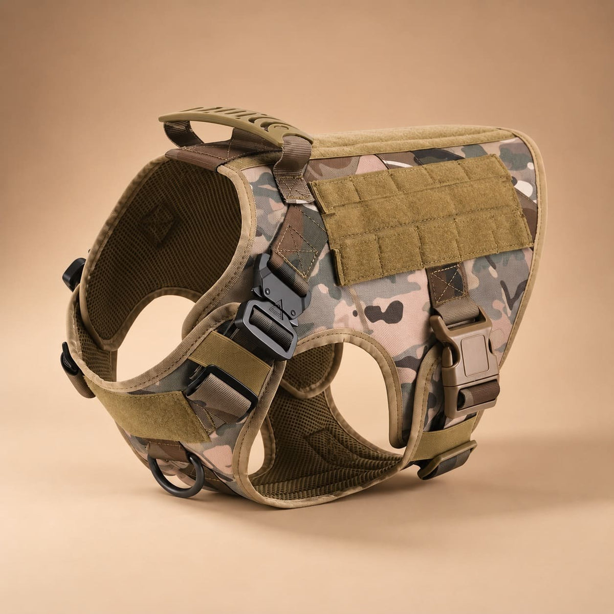 Tactical No Pull Dog Harness with Handle, Front & Back Clip, Metal Buckles, Reflective