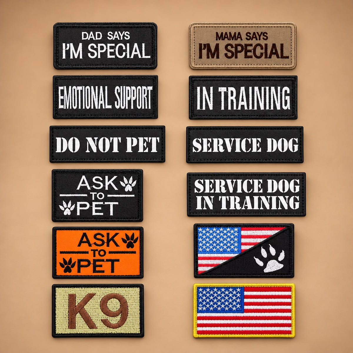 Dog Harness Patches Set of 12 Pieces