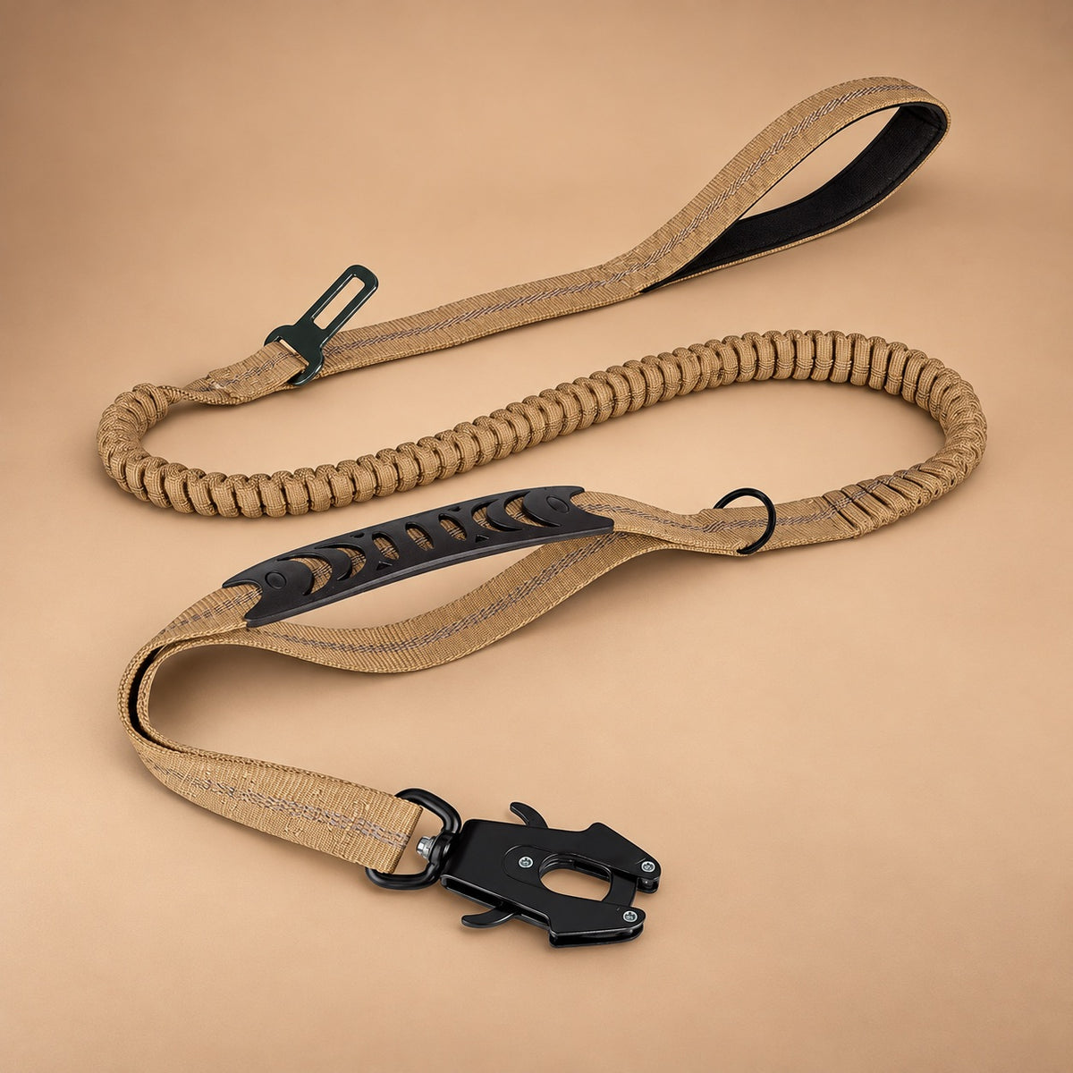 Bungee Dog Leash with Car Seatbelt Clip – Reflective, Two Handles
